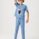 Трикотажная пижама с принтом для мальчиков, цвет синий