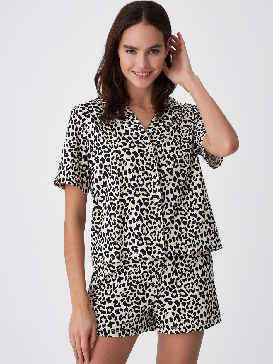 Трикотажная пижама с леопардовым принтом, фото - 3