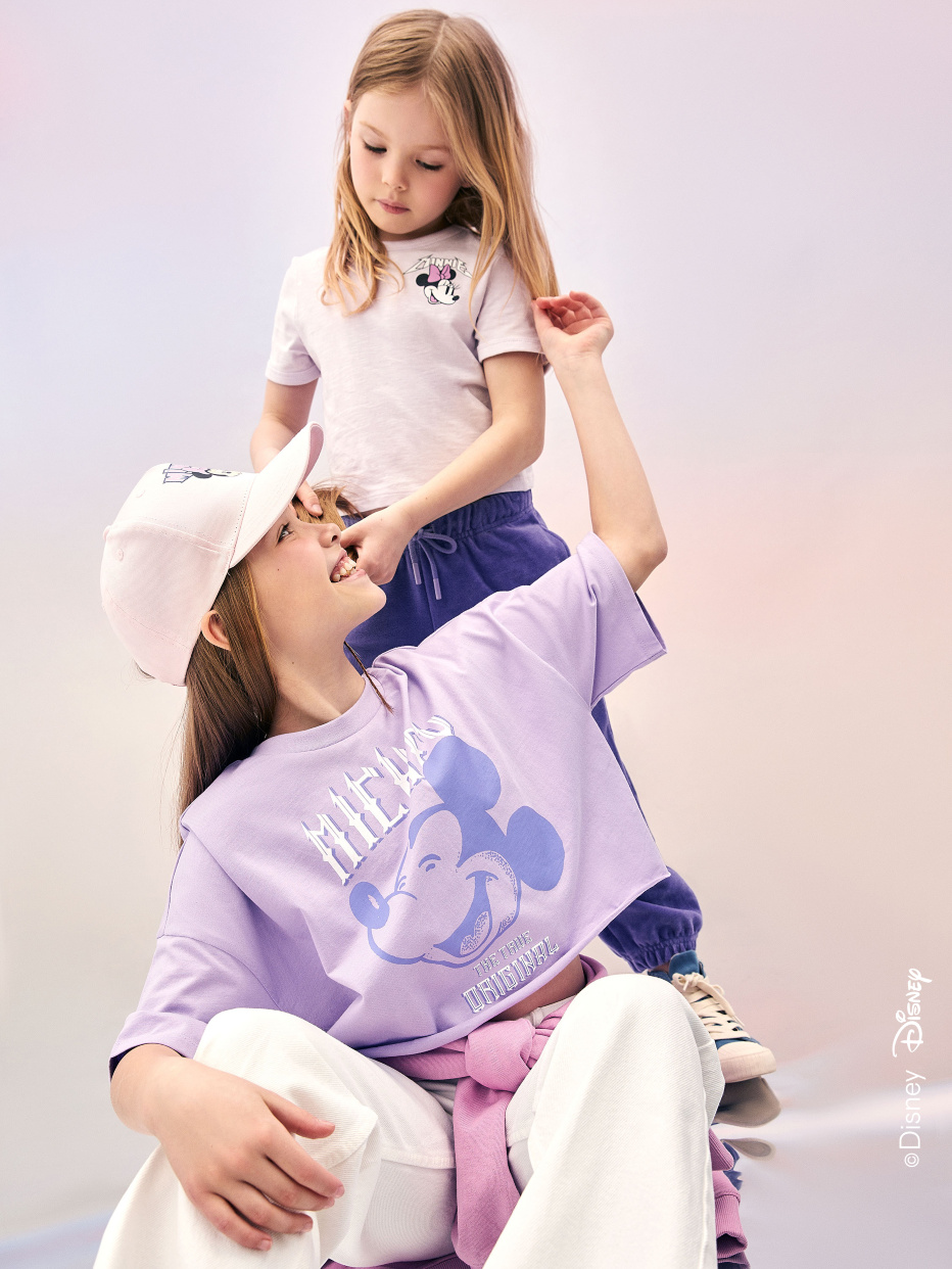 Укороченная футболка с принтом Disney Mickey Mouse для девочек, фото - 1