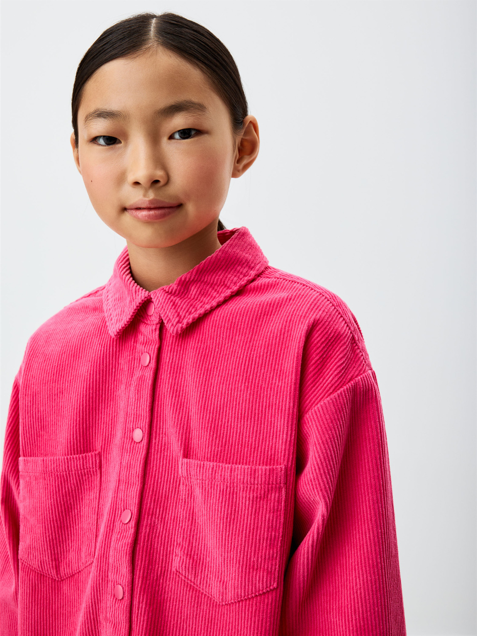 Вельветовая рубашка оверсайз для девочек, фото - 4