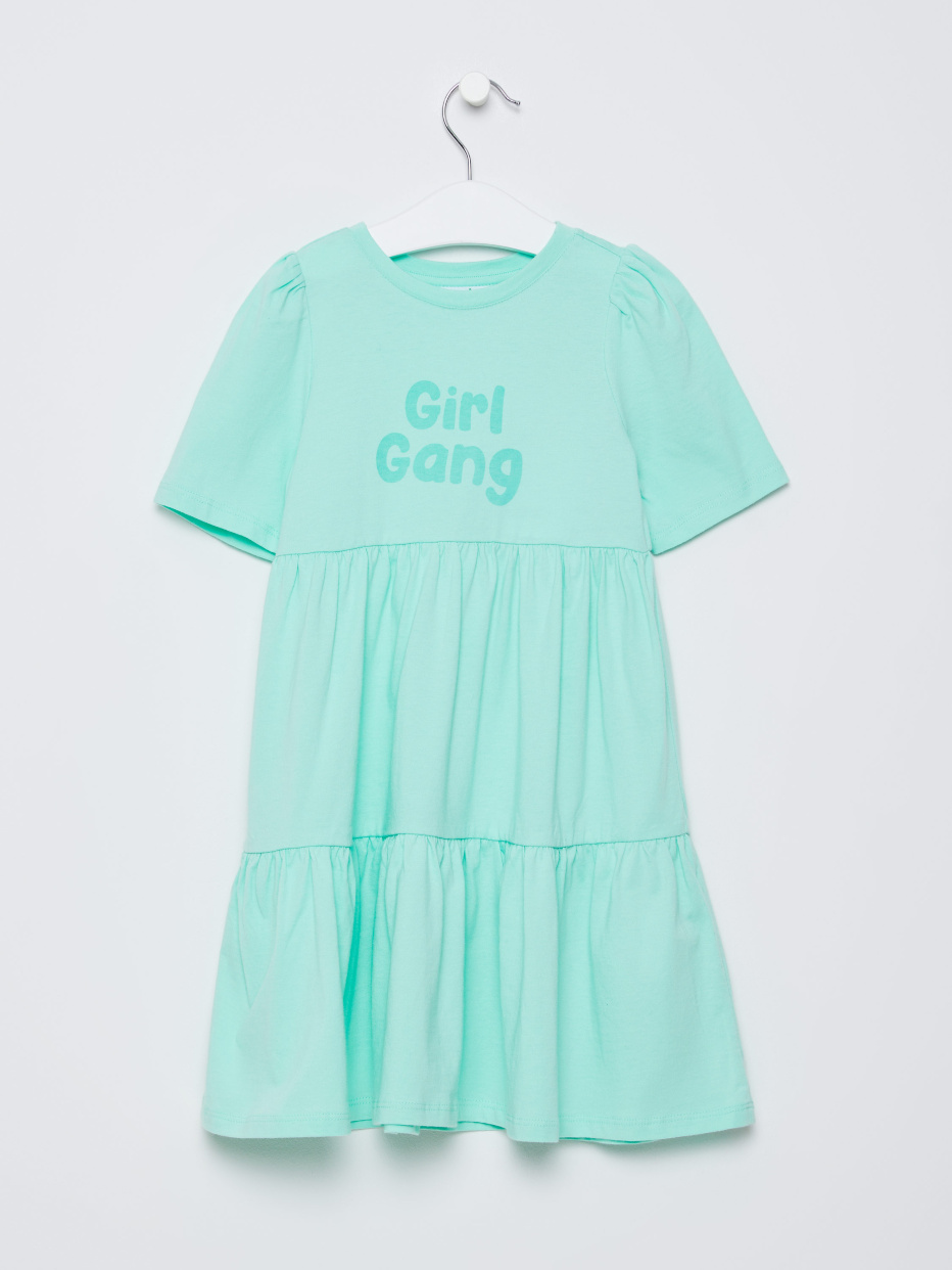 Трикотажное ярусное платье для девочек, фото - 1