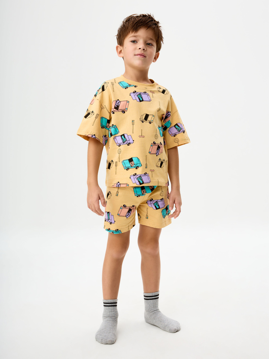 Трикотажная пижама с принтом для мальчиков, фото - 1
