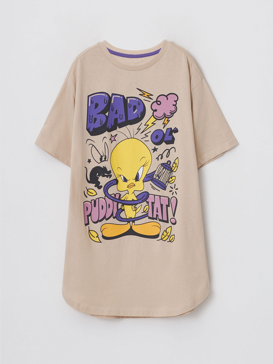 Ночная сорочка с принтом  Looney Tunes для девочек, фото - 2