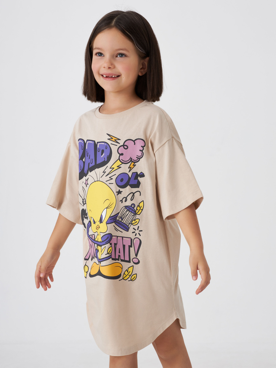 Ночная сорочка с принтом  Looney Tunes для девочек, фото - 6
