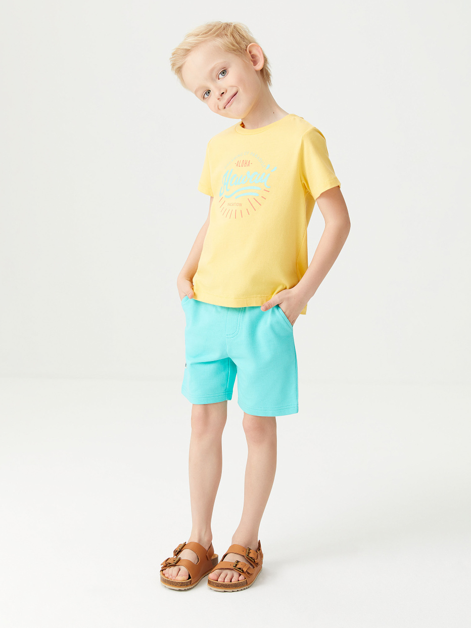 Трикотажные шорты с нашивками для мальчиков, фото - 1