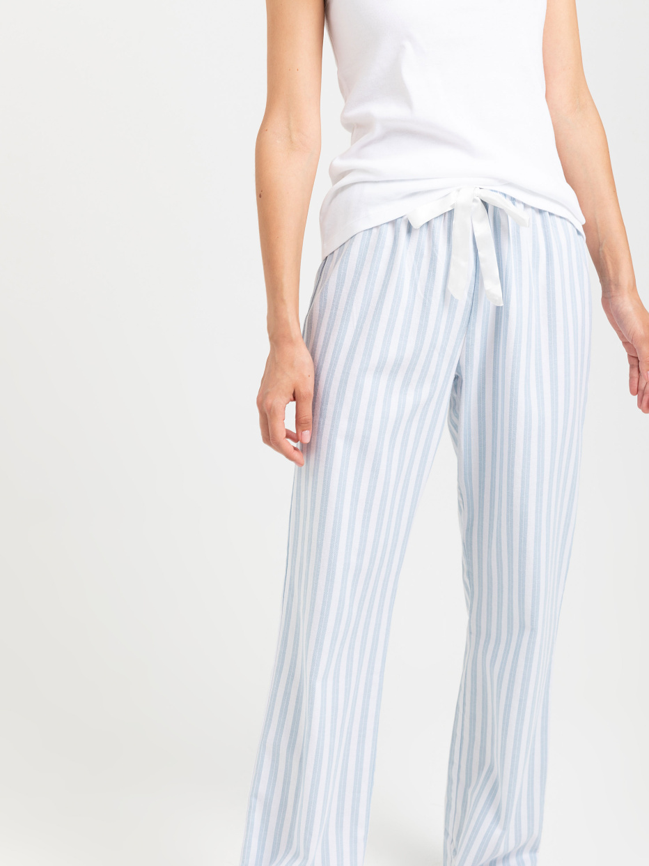 Домашние брюки в полоску цвет: голубой, артикул: 0807082202 – купить в  интернет-магазине sela
