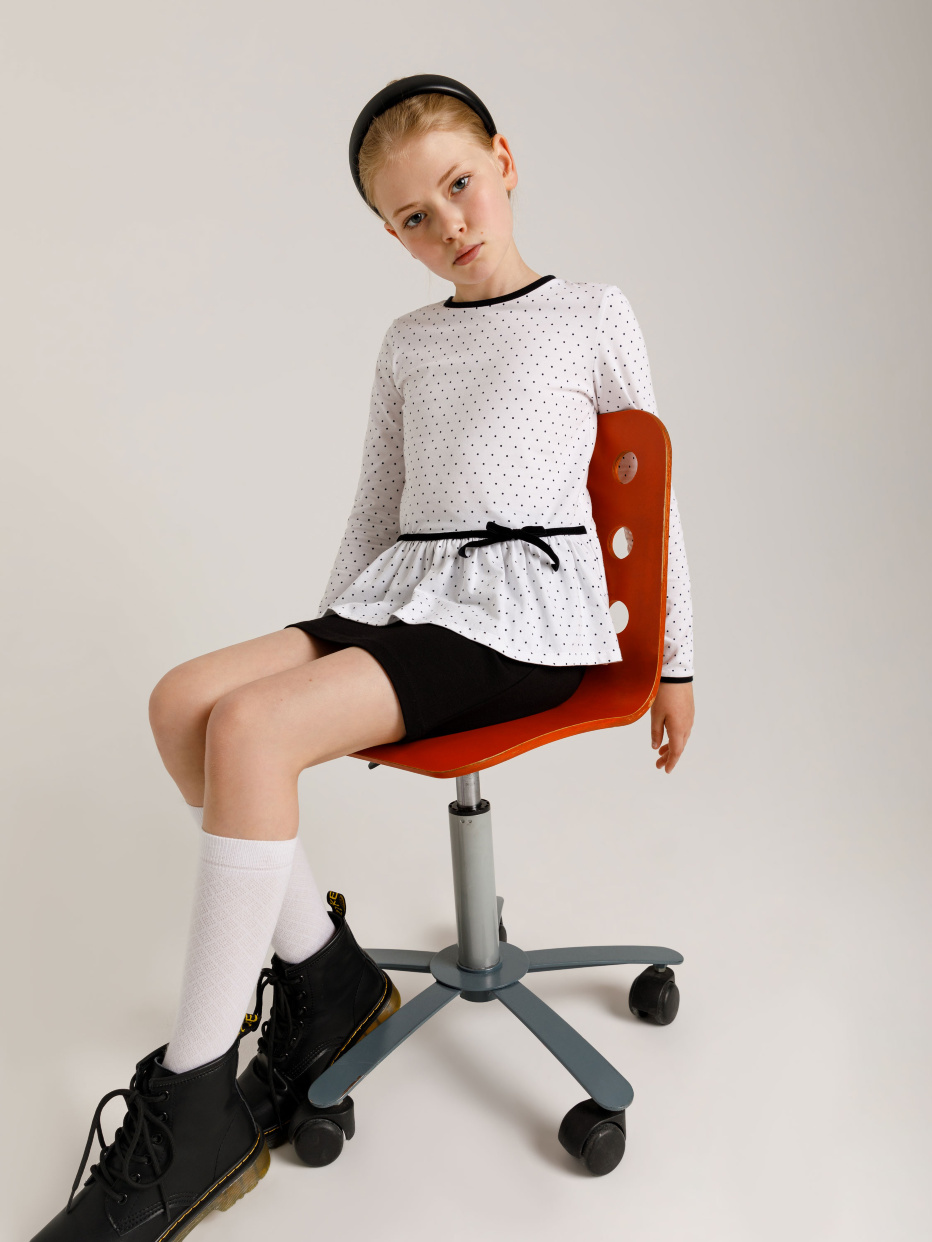 Трикотажная блузка с баской для девочек, фото - 1