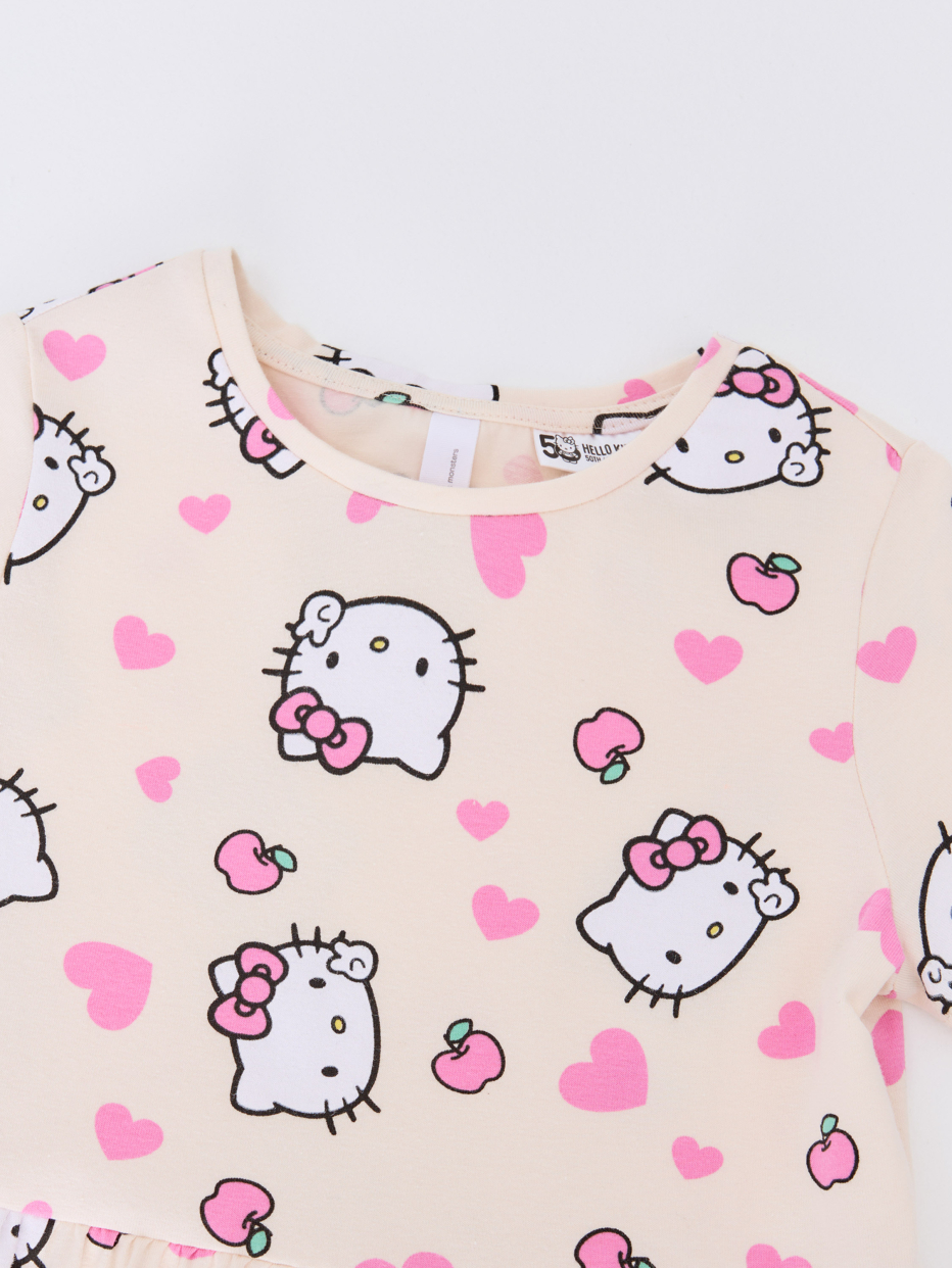 Трикотажное платье с принтом Hello Kitty для девочек, фото - 8