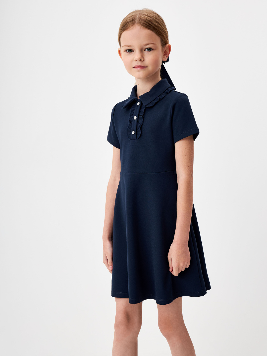 Школьное платье с воротником для девочек, фото - 1