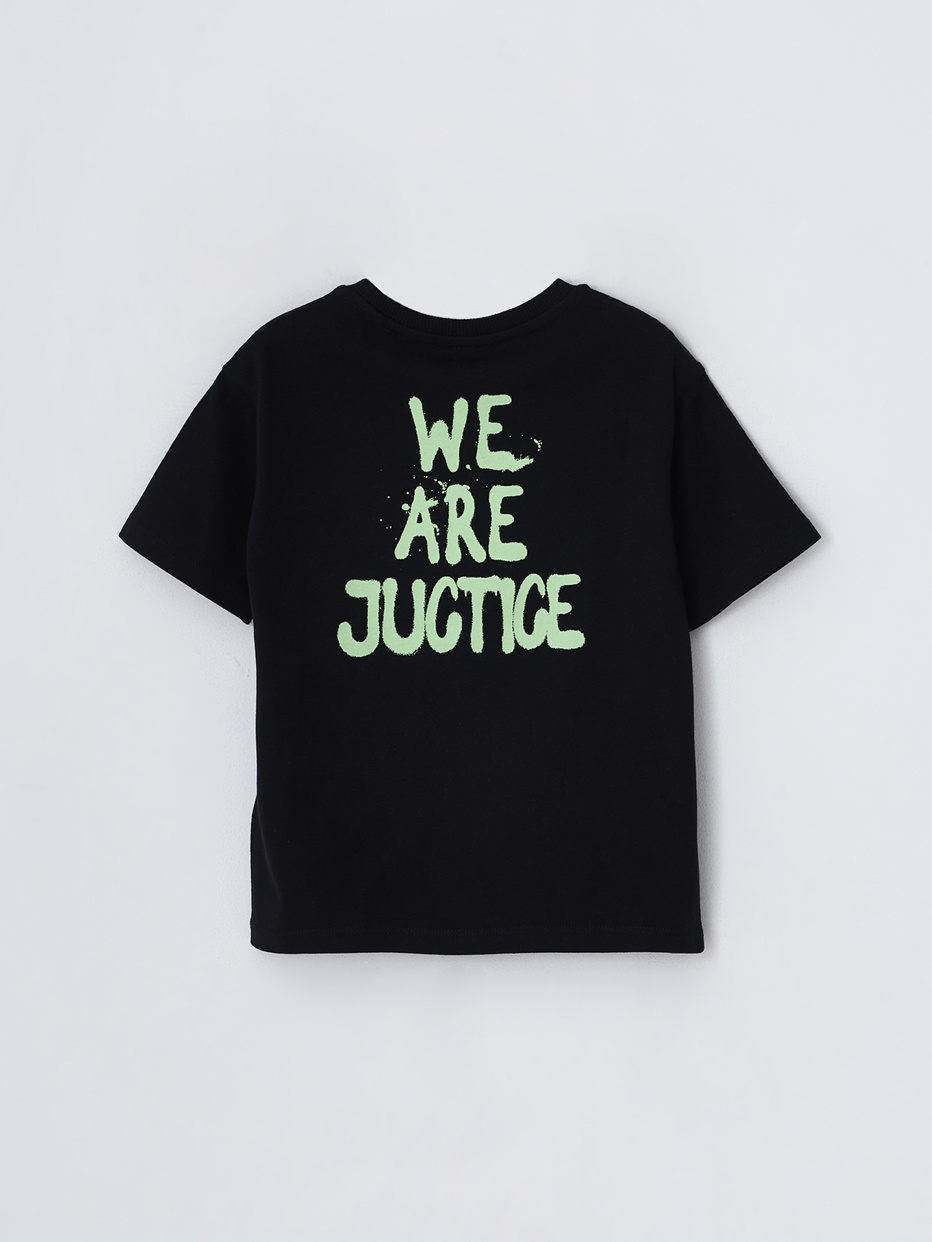 Черная футболка с супергероями DC Лига справедливости для мальчиков, фото - 4