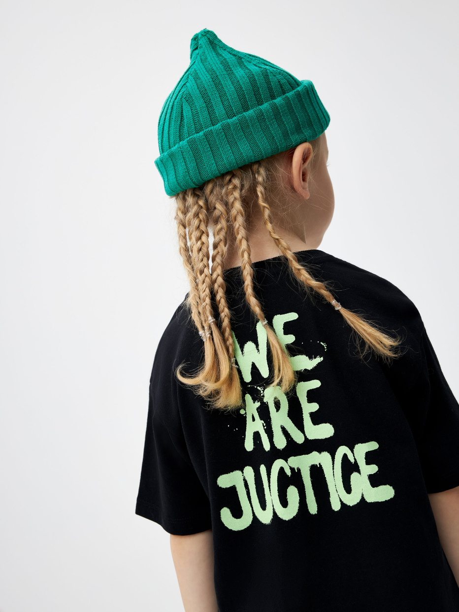 Черная футболка с супергероями DC Лига справедливости для мальчиков, фото - 5