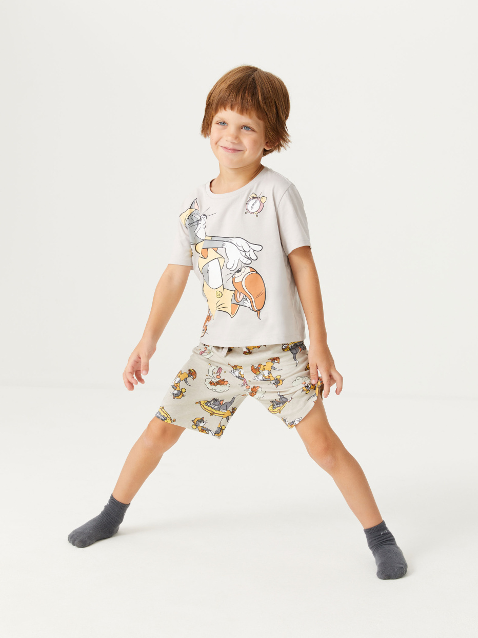 Пижама с ярким принтом Tom & Jerry для мальчиков, фото - 1