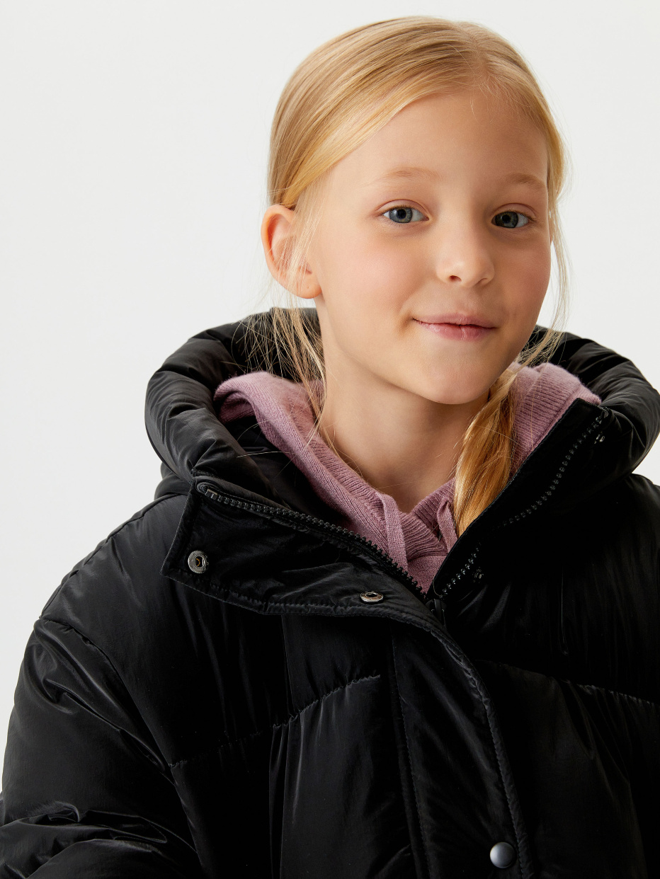 Короткая стеганая куртка с бархатным эффектом для девочек, фото - 6
