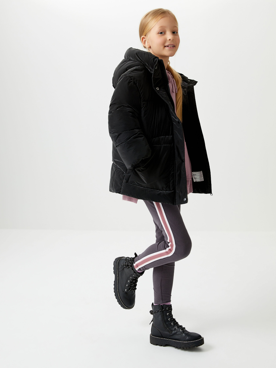 Короткая стеганая куртка с бархатным эффектом для девочек, фото - 7
