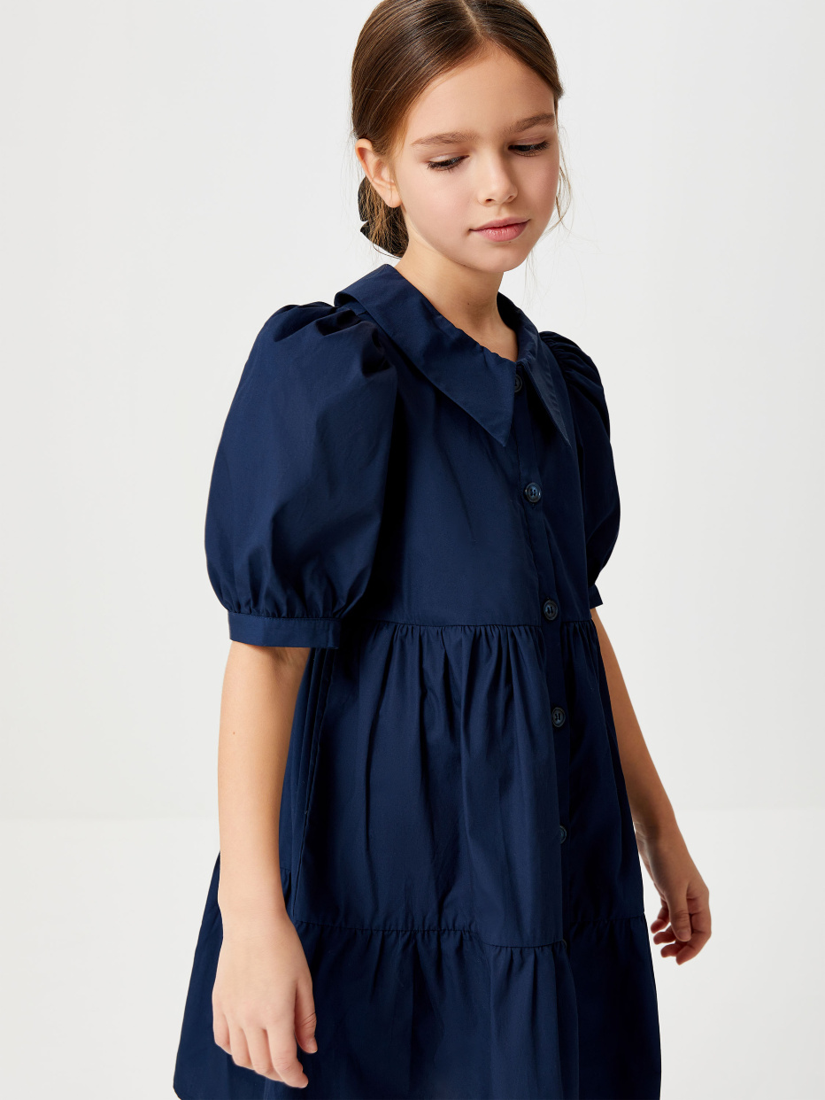 Ярусное платье с фигурным воротником для девочек, фото - 6
