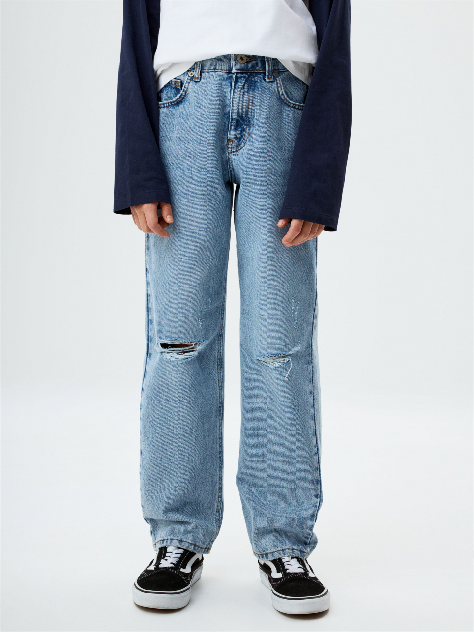 Рваные джинсы Loose Fit с принтом для мальчиков, фото - 2