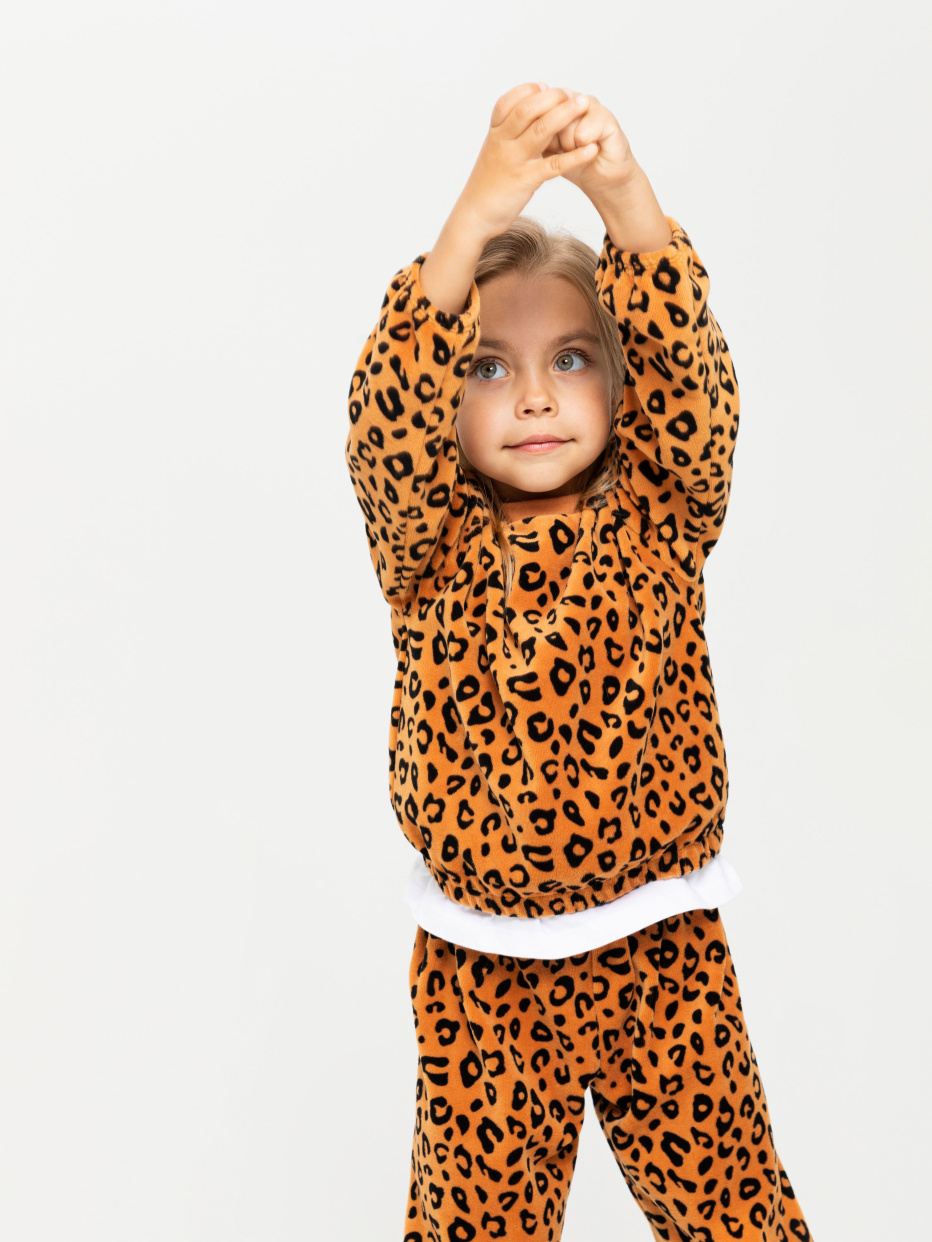 Свитшот с леопардовым принтом для девочек, фото - 1