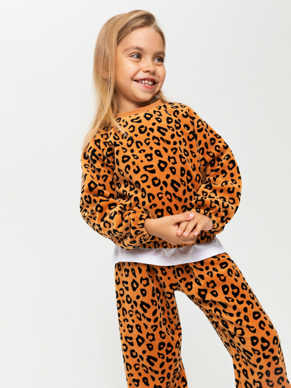 Свитшот с леопардовым принтом для девочек, фото - 3
