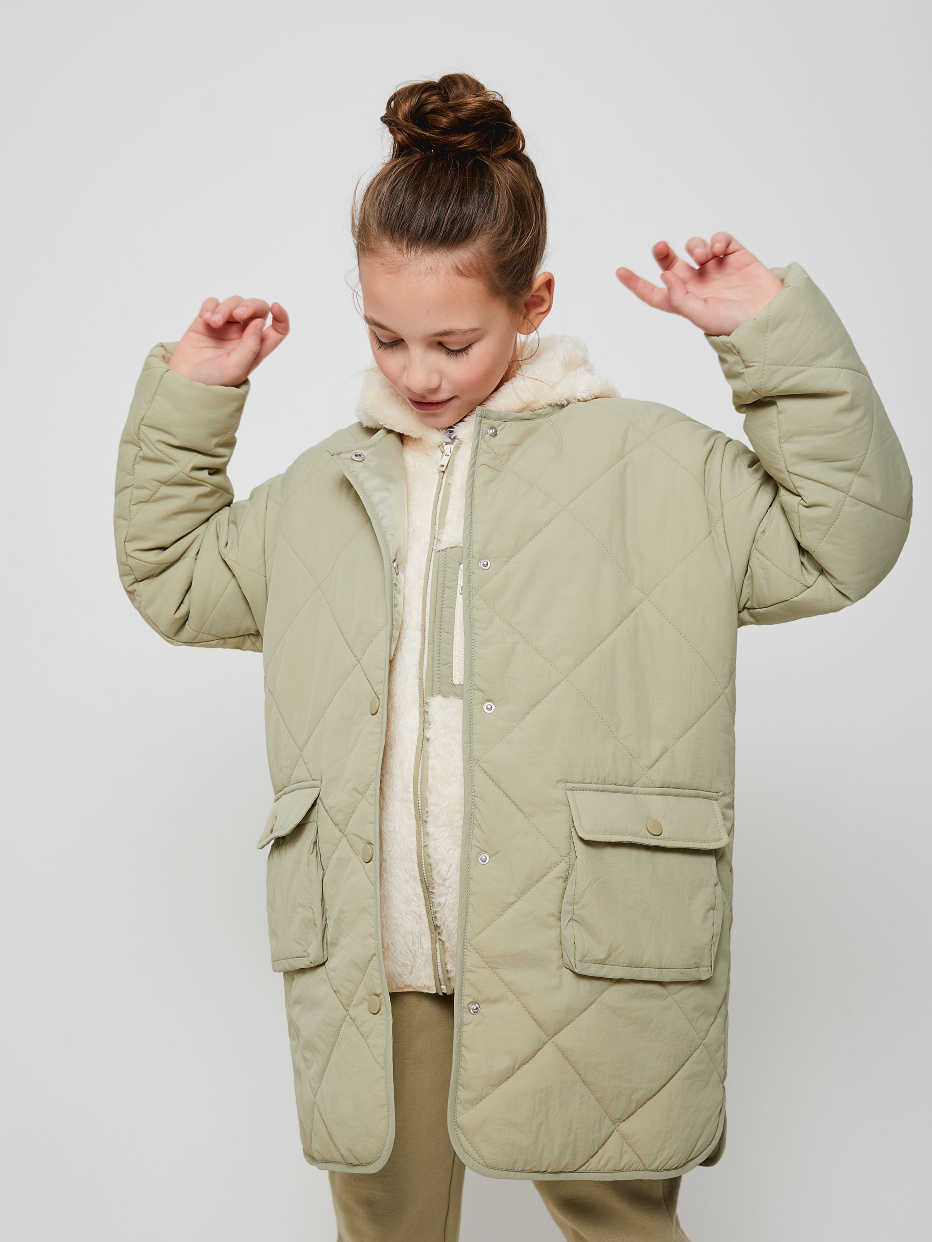 Пальто со съемной толстовкой для девочек, фото - 1