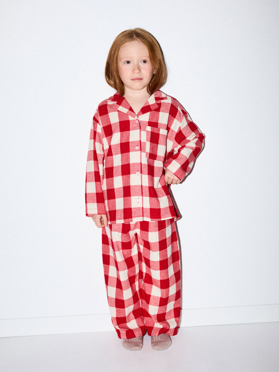 Фланелевая пижама в клетку для девочек, фото - 1
