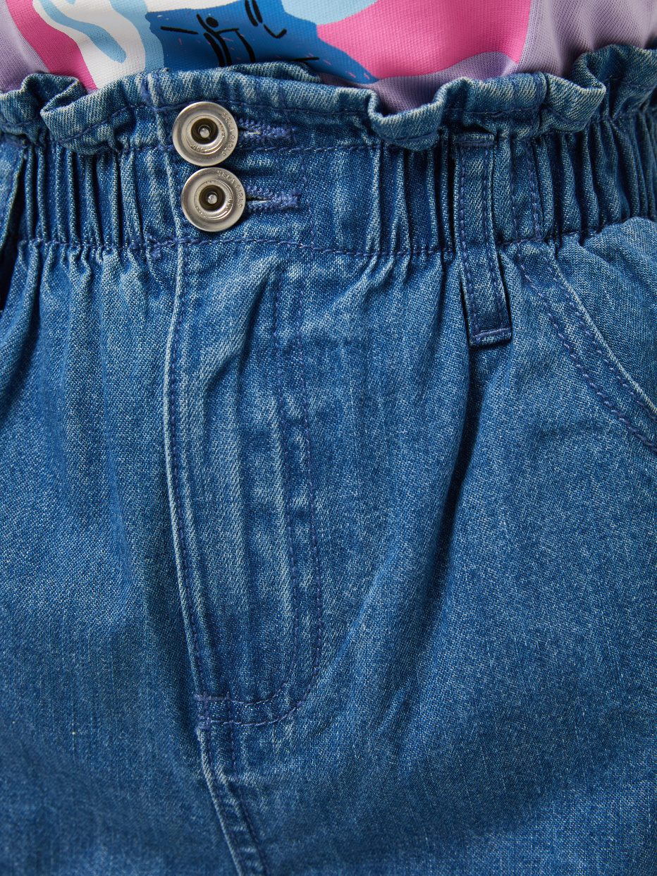 Джинсовые шорты с присборенной талией для девочек, фото - 4