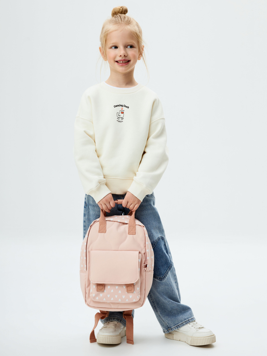 Розовый рюкзак с принтом для девочек, фото - 1