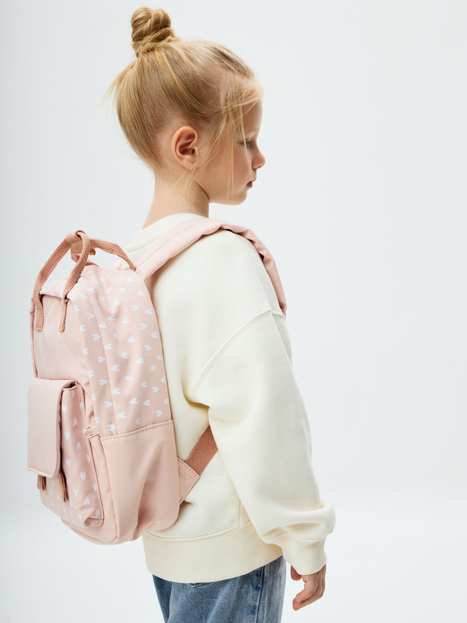 Розовый рюкзак с принтом для девочек, фото - 2