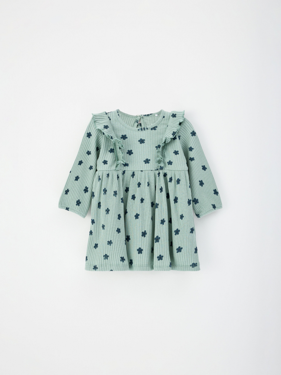 Трикотажное платье с принтом для малышей, фото - 1