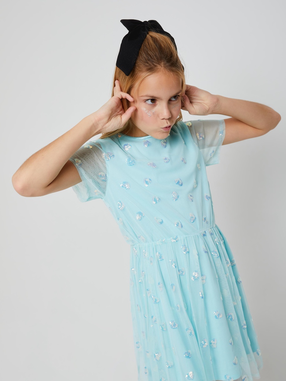 Платье с аппликацией из пайеток для девочек, фото - 3
