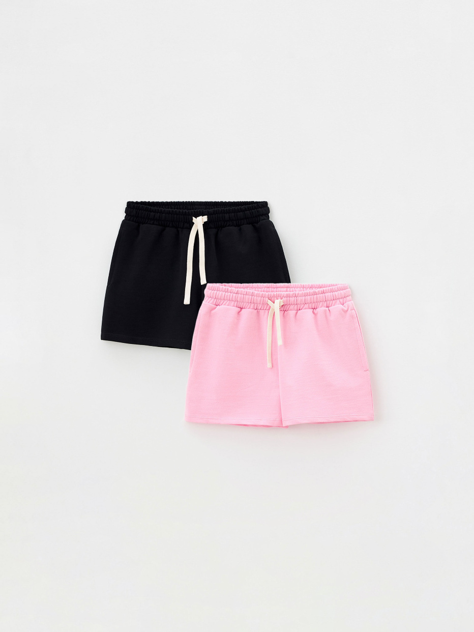 Трикотажные базовые шорты для девочек  (2 шт.), фото - 1