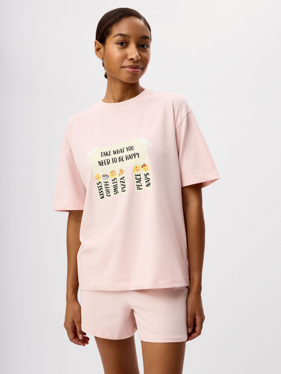 Трикотажная пижама с принтом Emoji, фото - 1