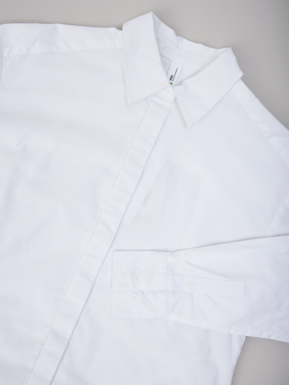 Белая блузка оверсайз для девочек, фото - 4
