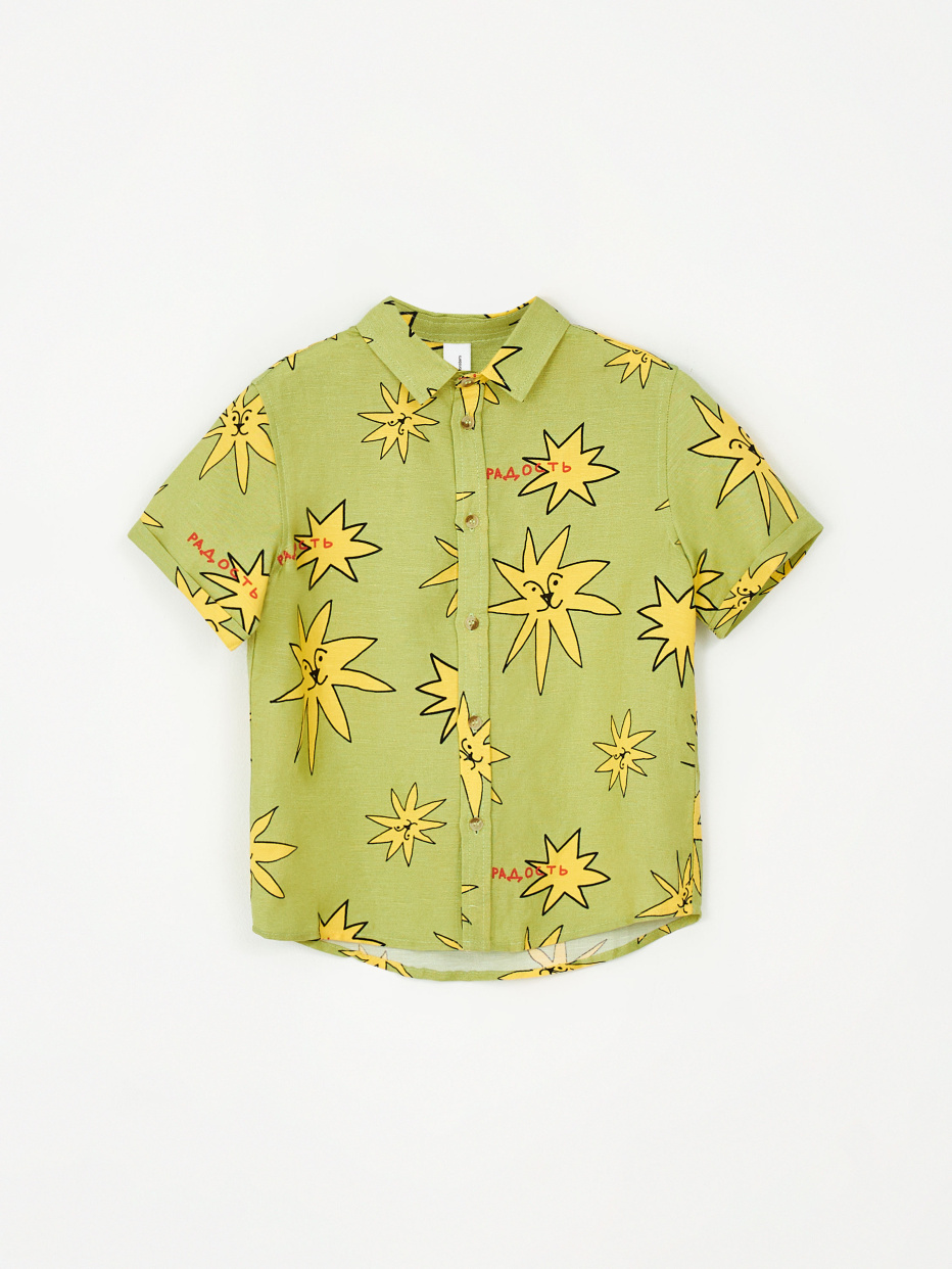 Рубашка из смесового льна с принтом sela x Маша Сомик для мальчиков, фото - 3