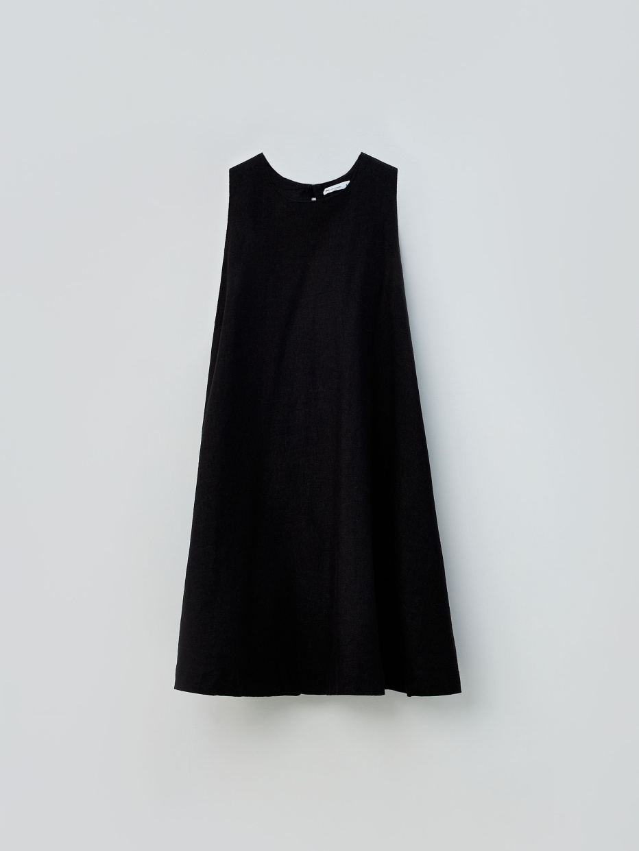 Короткое платье-трапеция из смесового льна, фото - 13