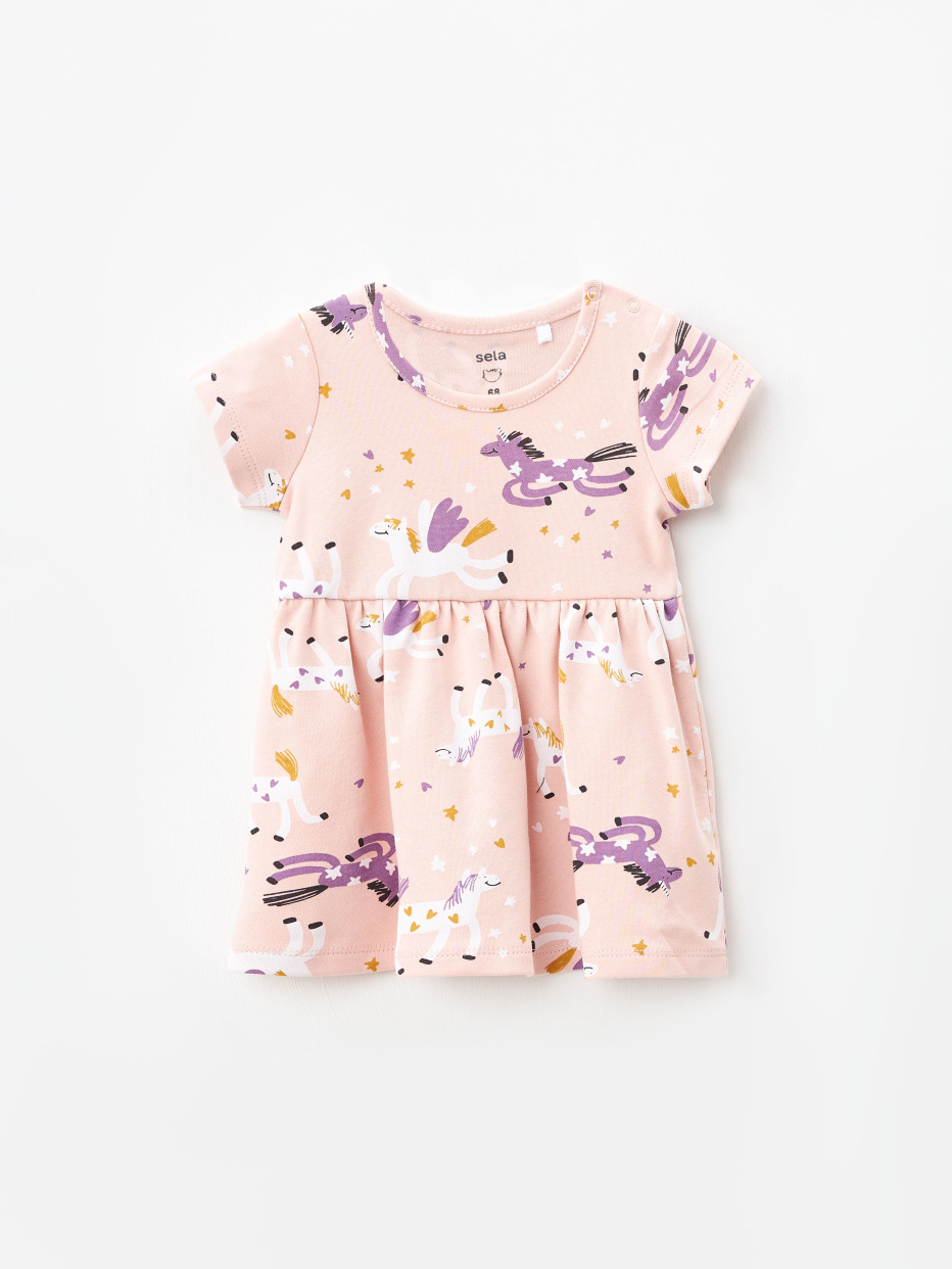 Трикотажное платье с принтом для малышей, фото - 1