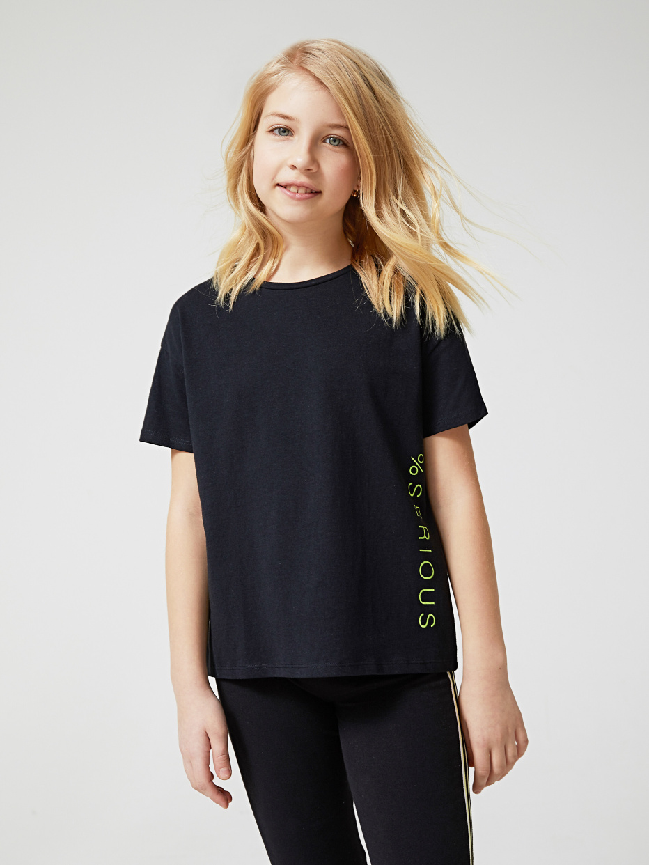 футболка для девочек с яркой надписью, фото - 1