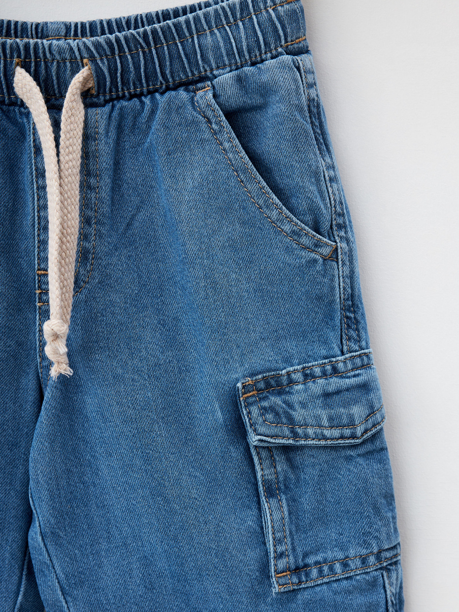 Джинсовые шорты с накладными карманами для мальчиков, фото - 4