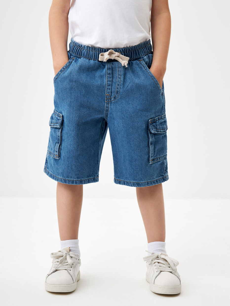Джинсовые шорты с накладными карманами для мальчиков, фото - 2