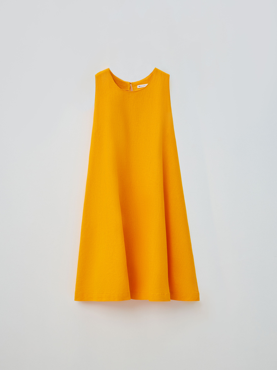 Короткое платье-трапеция из смесового льна, фото - 6