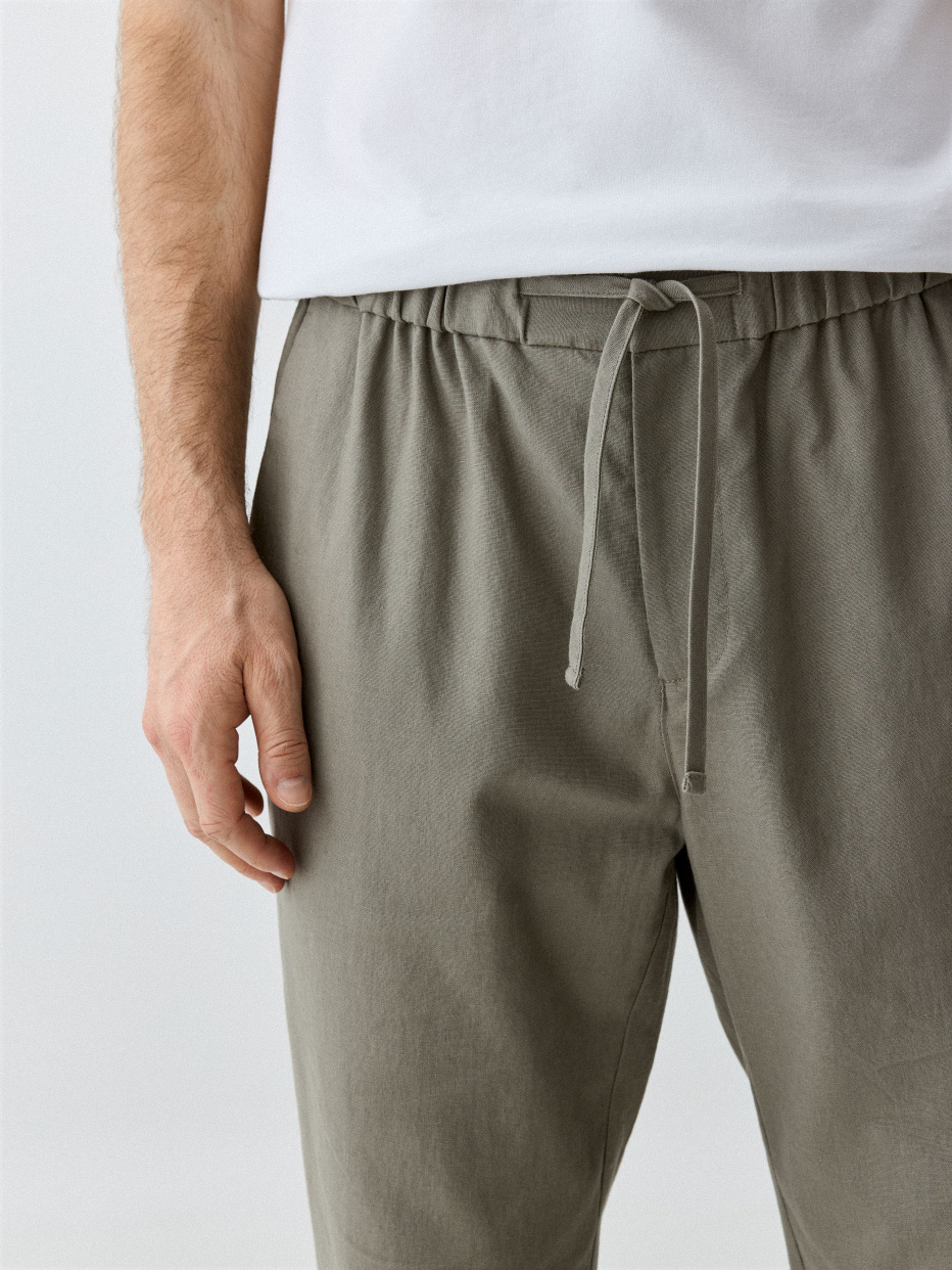 Прямые брюки из смесового льна, фото - 4