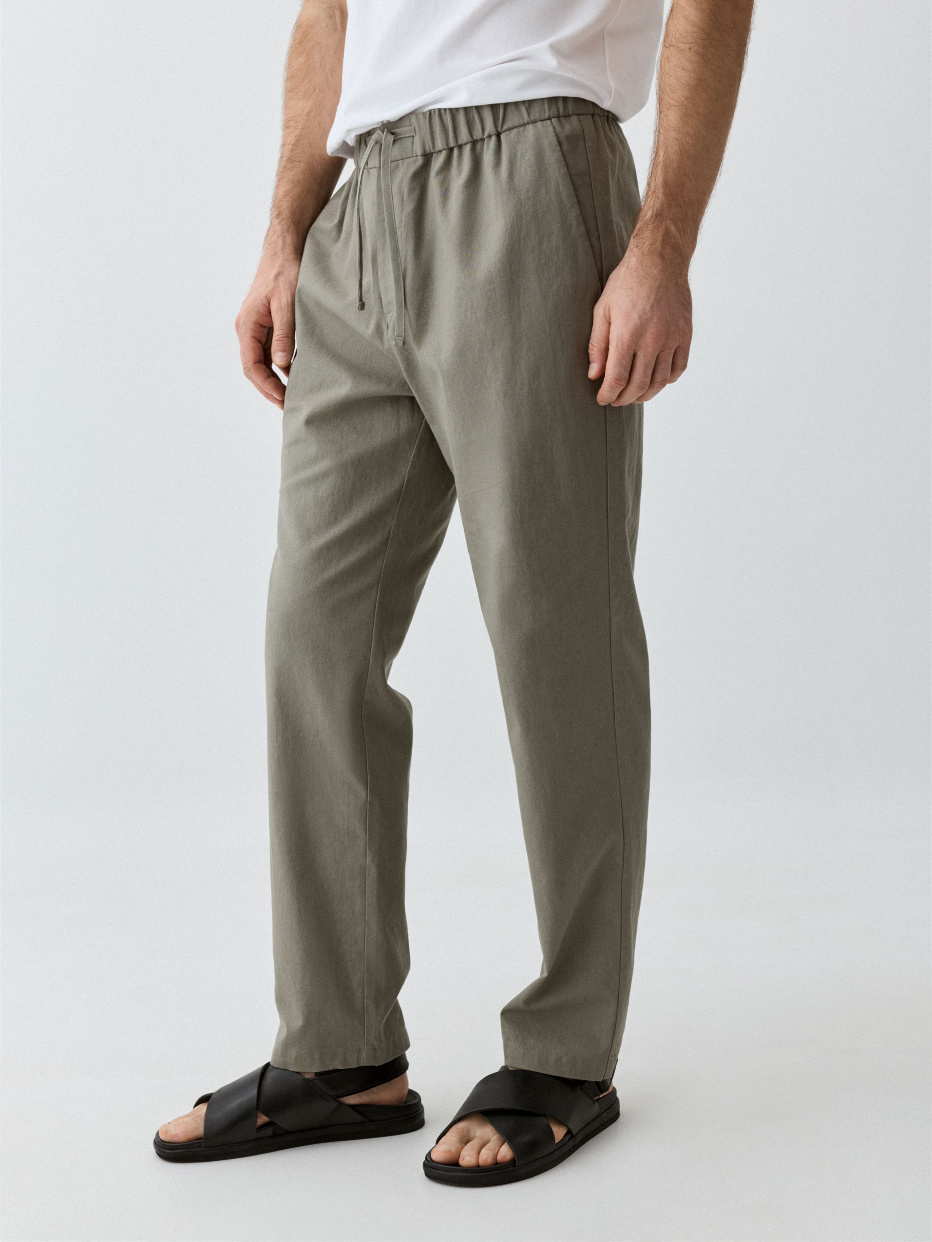 Прямые брюки из смесового льна, фото - 5