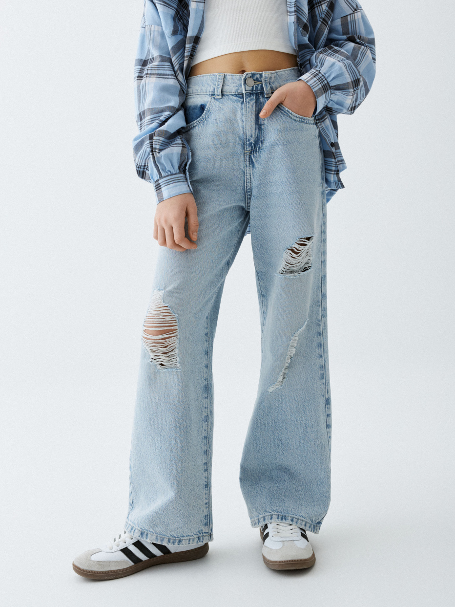 Рваные джинсы Loose Fit для девочек, фото - 2
