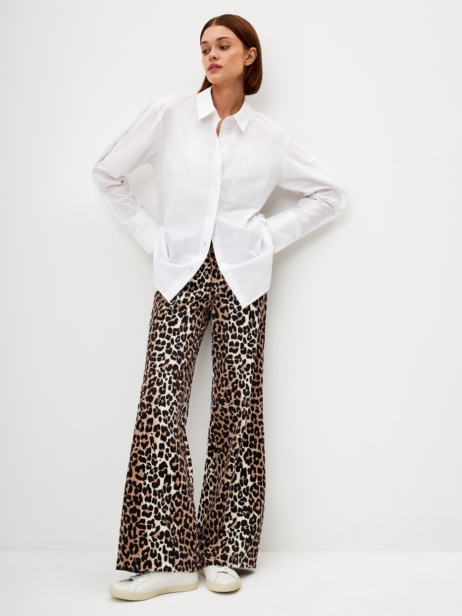 Вельветовые брюки с леопардовым принтом, фото - 1