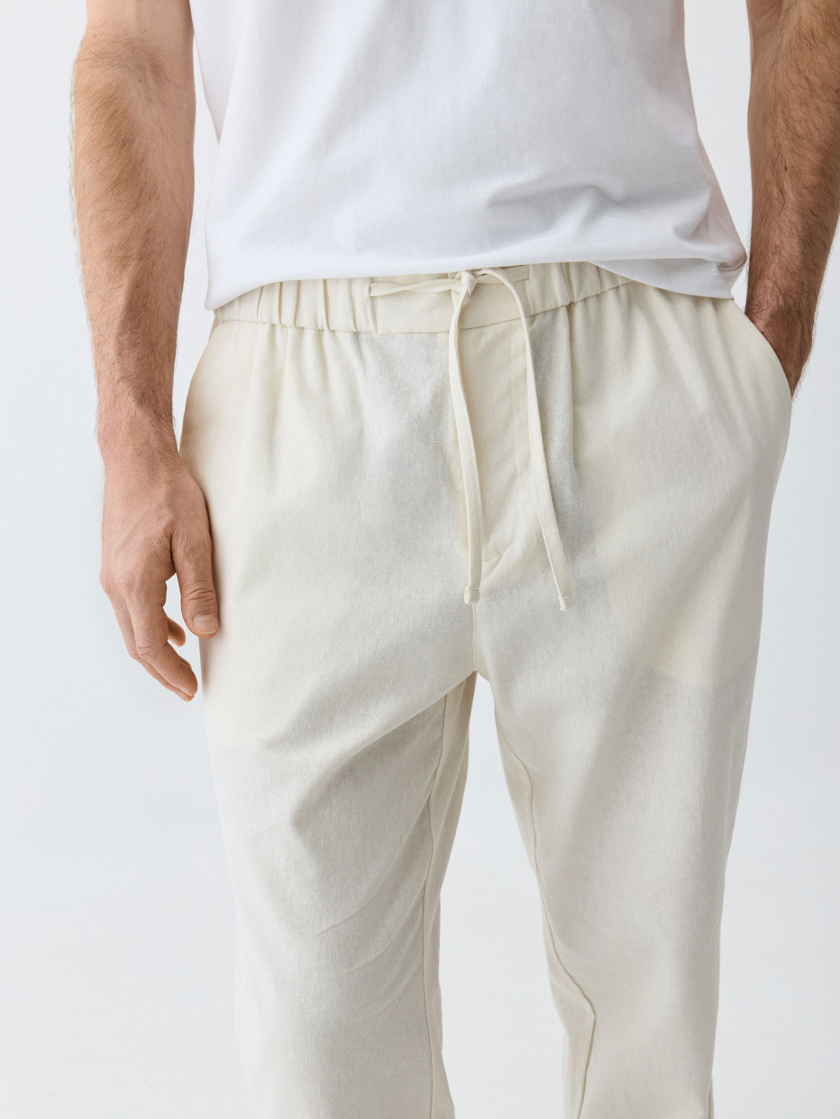 Прямые брюки из смесового льна, фото - 9