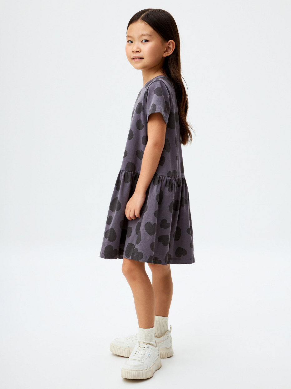 Трикотажное платье с принтом для девочек, фото - 3
