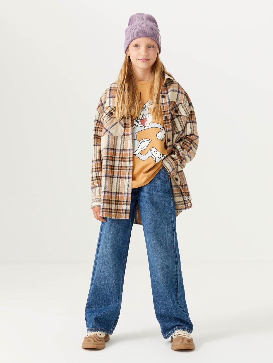 Широкие джинсы с защипами для девочек, фото - 1