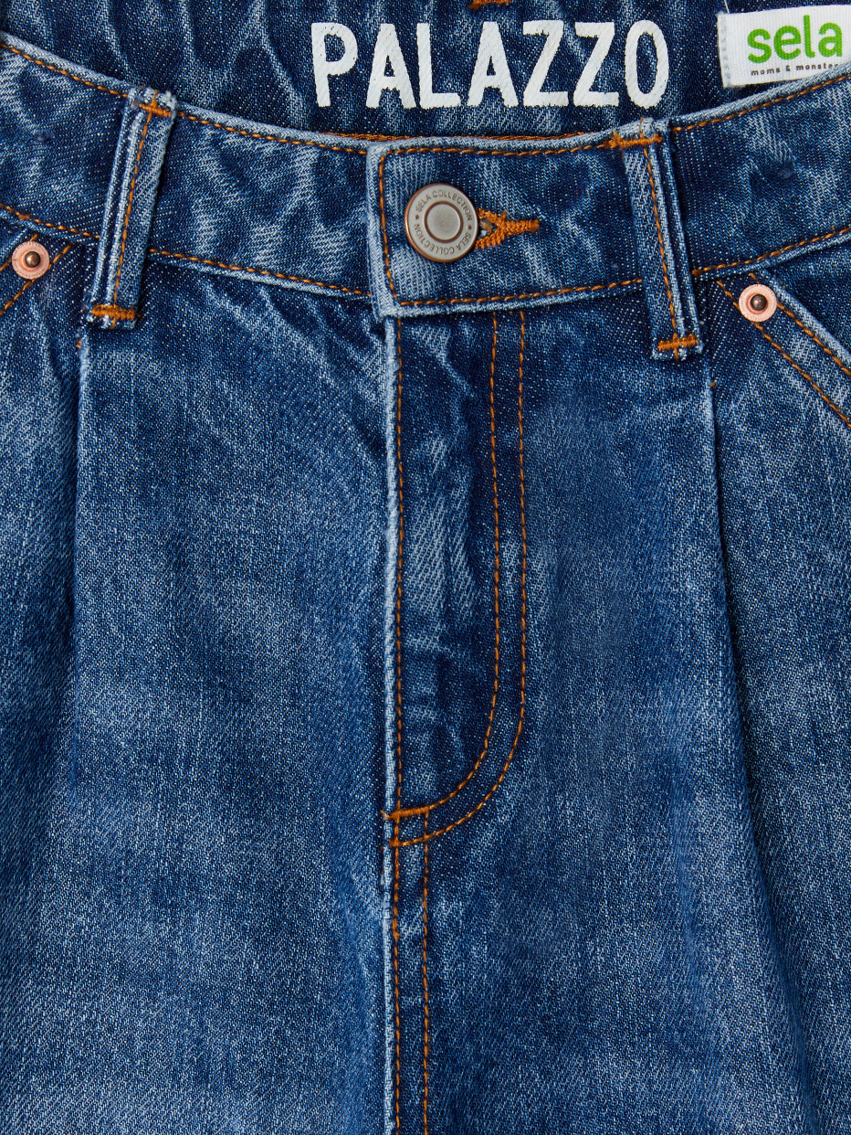 Широкие джинсы с защипами для девочек, фото - 3