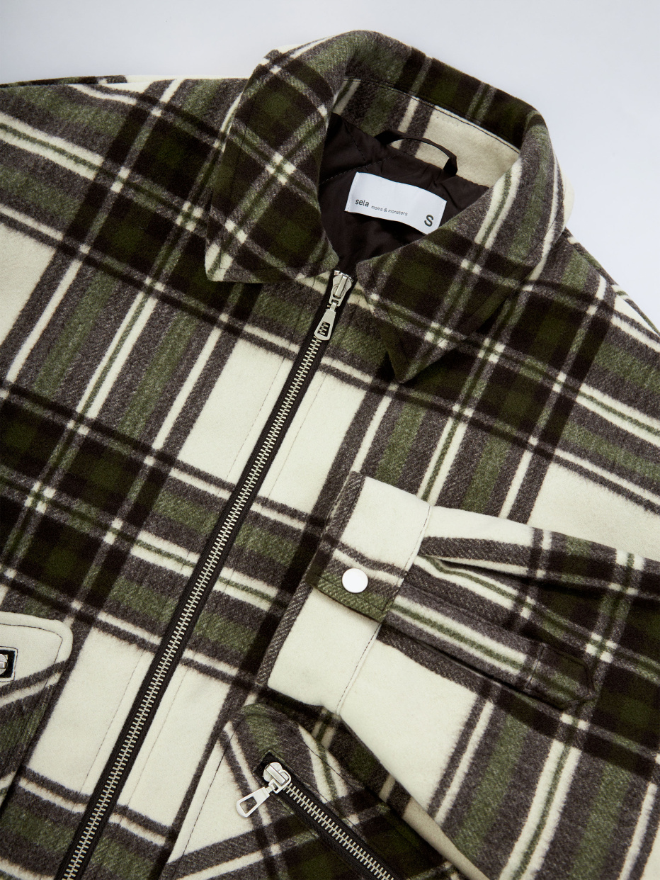 Куртка-рубашка из пальтовой ткани в клетку, фото - 7