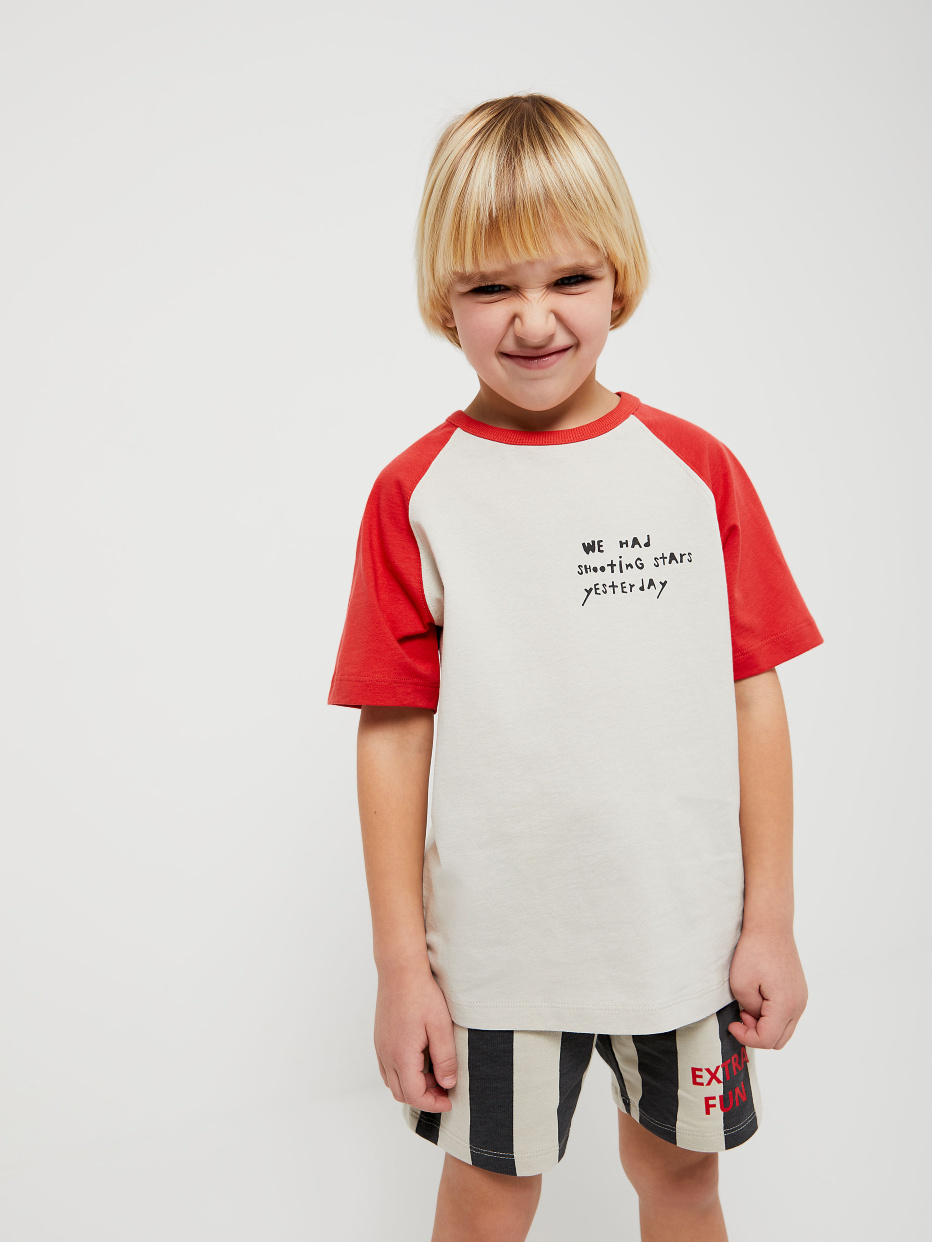 Трикотажная футболка с рукавами реглан для мальчиков, фото - 1