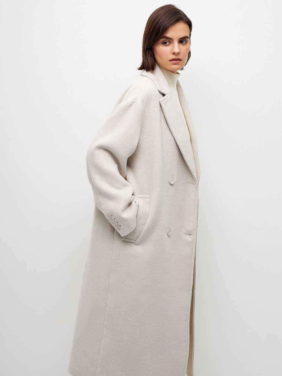 Двубортное пальто с добавлением шерсти, фото - 5